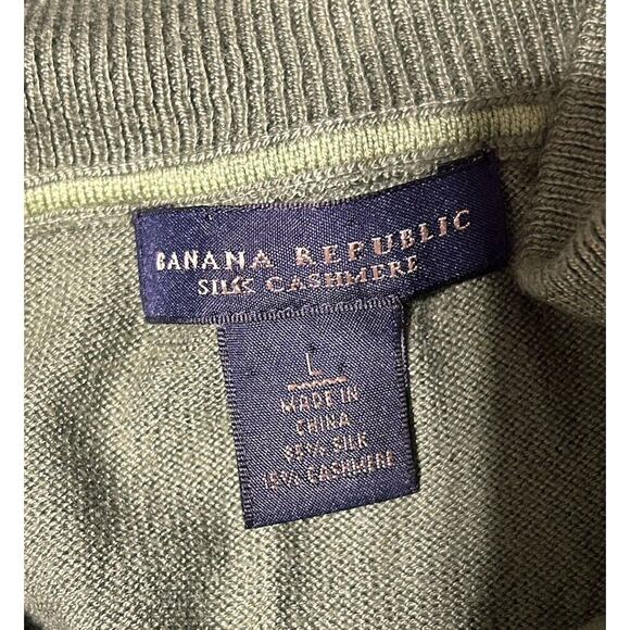 Banana Republic Sweater Mens XL Green Premium Luxe Collared Silk Cashmere - Picture 3 of 7
